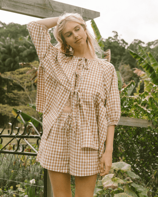 Florence Top | Caramel Gingham