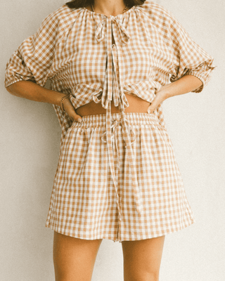 Florence Top | Caramel Gingham