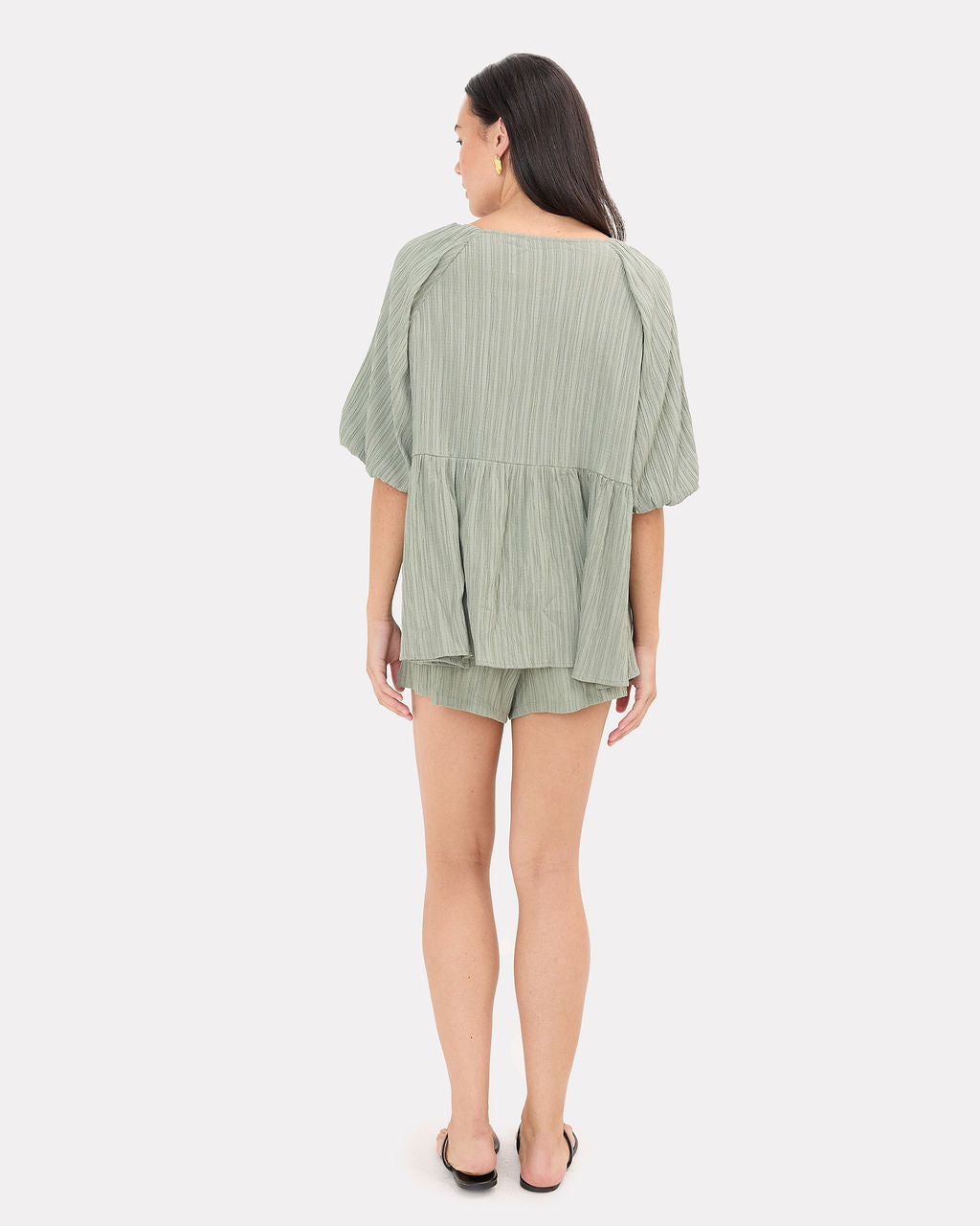 Frankie Top in Green Crepe - Maternity & Breastfeeding Friendly Design - The Lullaby Club