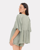 Frankie Top in Green Crepe - Breastfeeding Friendly Top - The Lullaby Club