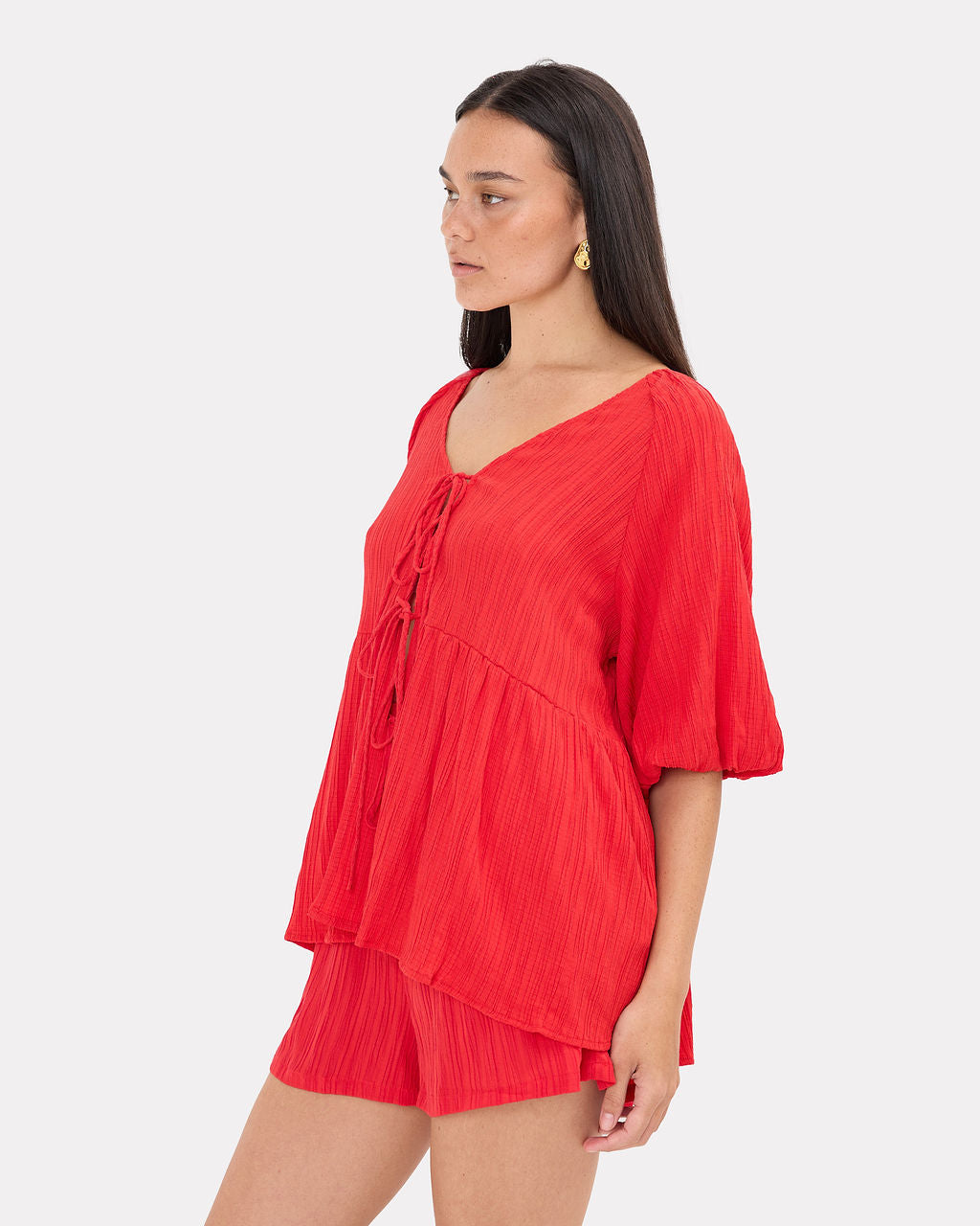 Frankie Top in Red Crepe - Breastfeeding Friendly Top - The Lullaby Club