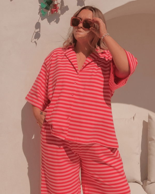 Lacey Shirt | Berry Stripe