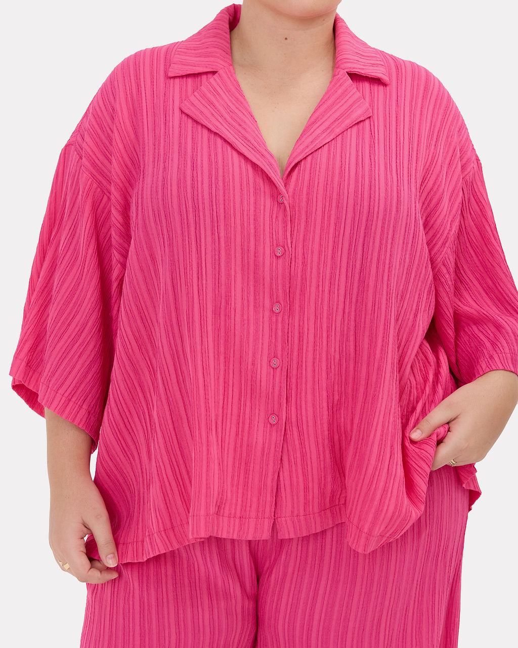 Lacey Shirt in Flamingo Crepe - Breastfeeding Access - The Lullaby Club