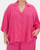 Lacey Shirt in Flamingo Crepe - Breastfeeding Access - The Lullaby Club
