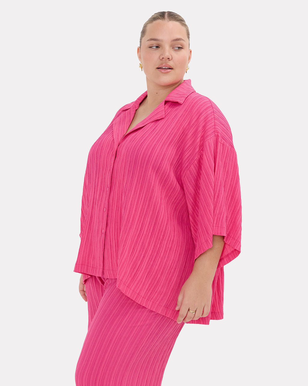 Lacey Shirt in Flamingo Crepe - Size Inclusive Range AU 6-26 - The Lullaby Club