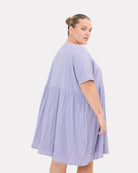 Lainey Mini Dress in Purple Crepe - Oversized Design - The Lullaby Club