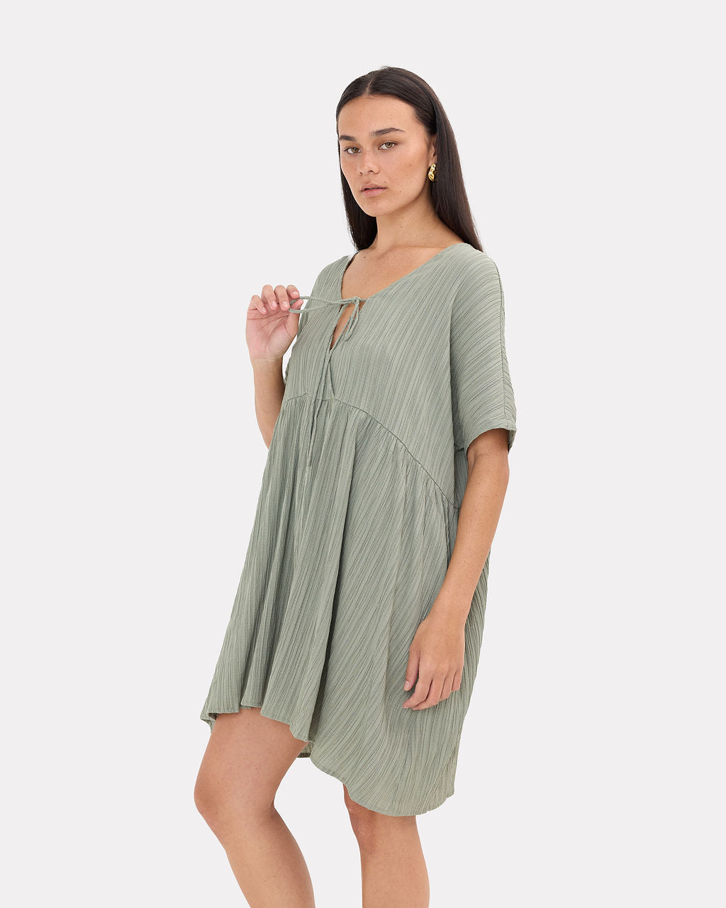 Lainey Mini Dress in Green Crepe - Size Inclusive Range AU 6-26 - The Lullaby Club