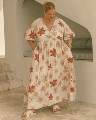 Layla Maxi Dress | Beige Flowers