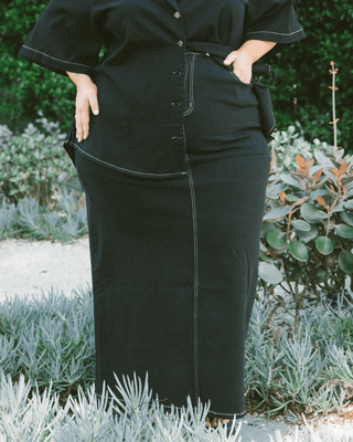 Lola Denim Maxi Skirt | Black Denim