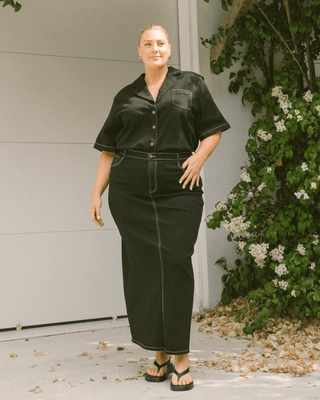 Lola Denim Maxi Skirt | Black Denim