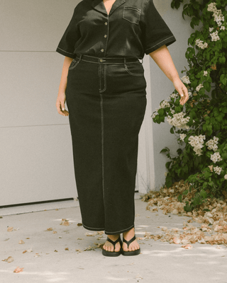 Lola Denim Maxi Skirt | Black Denim