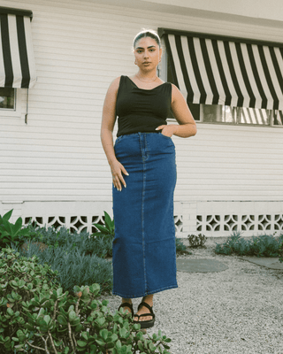 Lola Denim Maxi Skirt | Blue Denim