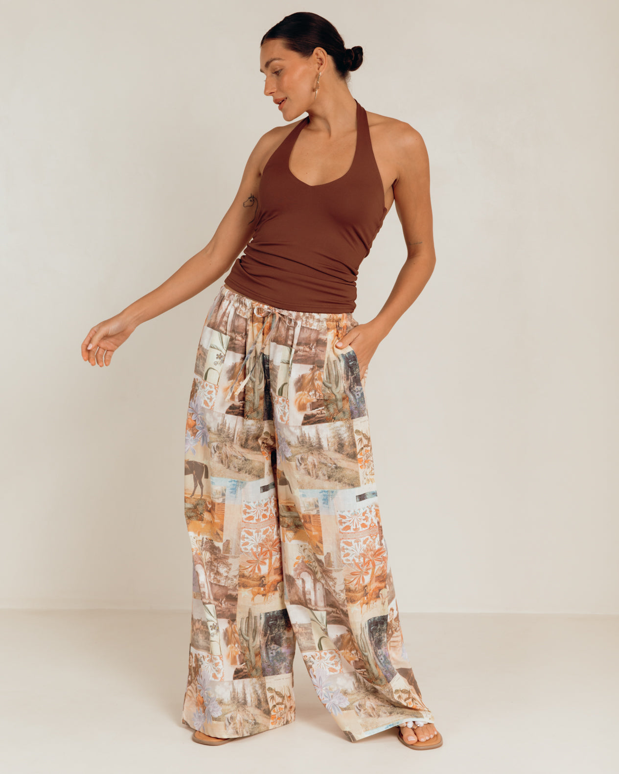 Lola Pants in Meadow Muse - Wide Legged Elastic Pants - The Lullaby Club