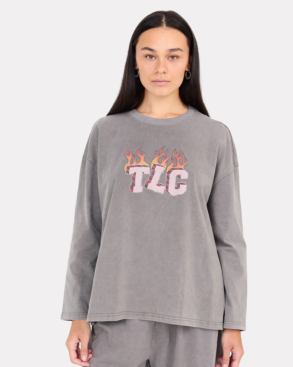 Long Sleeve Essentials Tee in Rebel Hearts - Hidden breastfeeding access - The Lullaby Club 