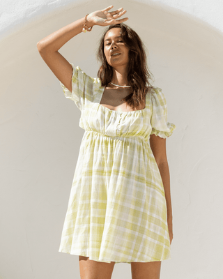 Lotus Mini Dress | Green Gingham