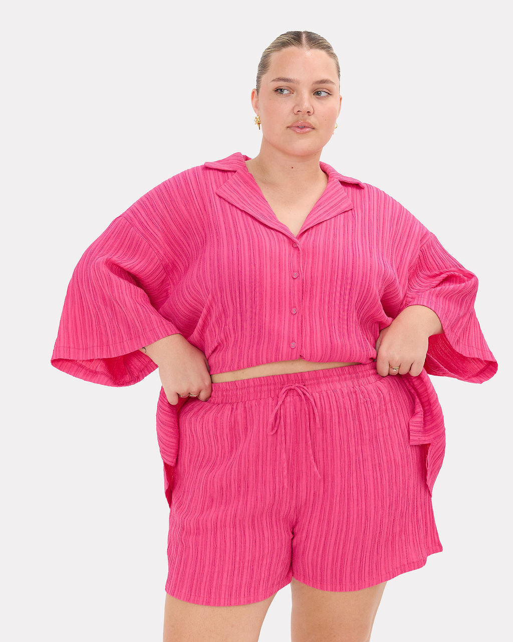 Matilda Shorts in Flamingo Crepe - Size Inclusive AU 6-26 - The Lullaby Club