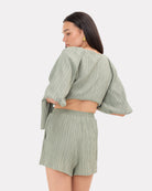 Matilda Shorts in Green Crepe - Maternity Friendly - The Lullaby Club