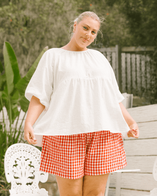 Matilda Maternity & Everyday Shorts - Red Gingham | Plus-Size & Postpartum Friendly Lounge Shorts