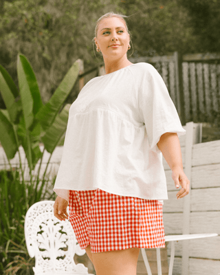 Matilda Maternity & Everyday Shorts - Red Gingham | Plus-Size & Postpartum Friendly Lounge Shorts