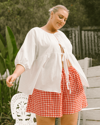 Matilda Maternity & Everyday Shorts - Red Gingham | Plus-Size & Postpartum Friendly Lounge Shorts