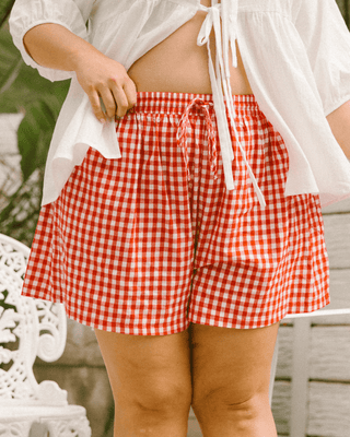 Matilda Maternity & Everyday Shorts - Red Gingham | Plus-Size & Postpartum Friendly Lounge Shorts