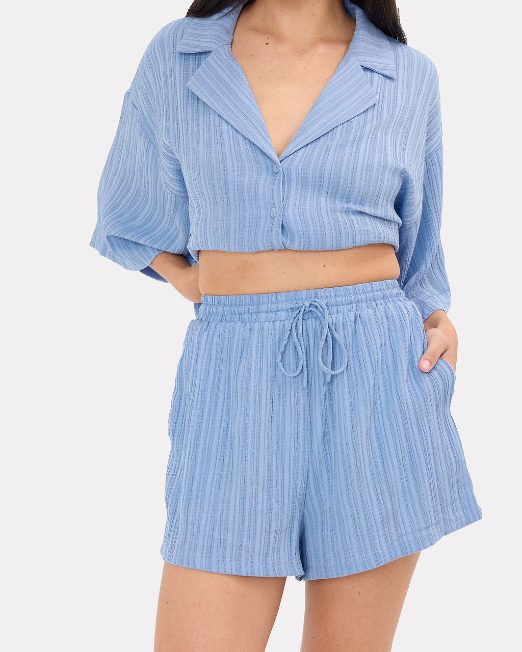 Matilda Shorts | Sky Crepe | Size-Inclusive Maternity Shorts – The