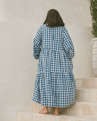 Maxi Avalon Smock Dress | Blue Gingham