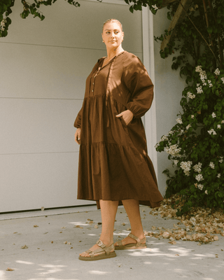 Maxi Avalon Smock Dress | Brown