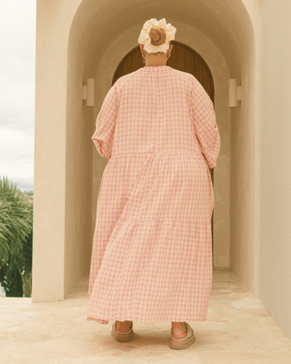 Maxi Avalon Smock Dress | Pink/Yellow Gingham