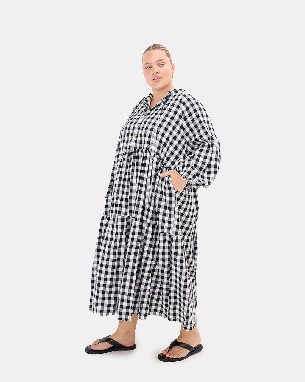 Maxi Avalon Smock in Black Gingham - Functional Pockets - The Lullaby Club