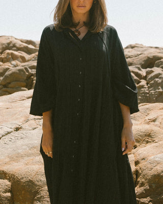 Maxi Ruby Smock Dress | Black Crepe