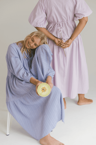 Maxi Ruby Smock Dress | Purple Crepe