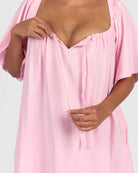 Ocean Nightie in Rosette - Front Tie Detail - The Lullaby Club