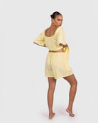 Ocean PJ Shorts in Lemon - Adjustable Elastic Waistband - The Lullaby Club
