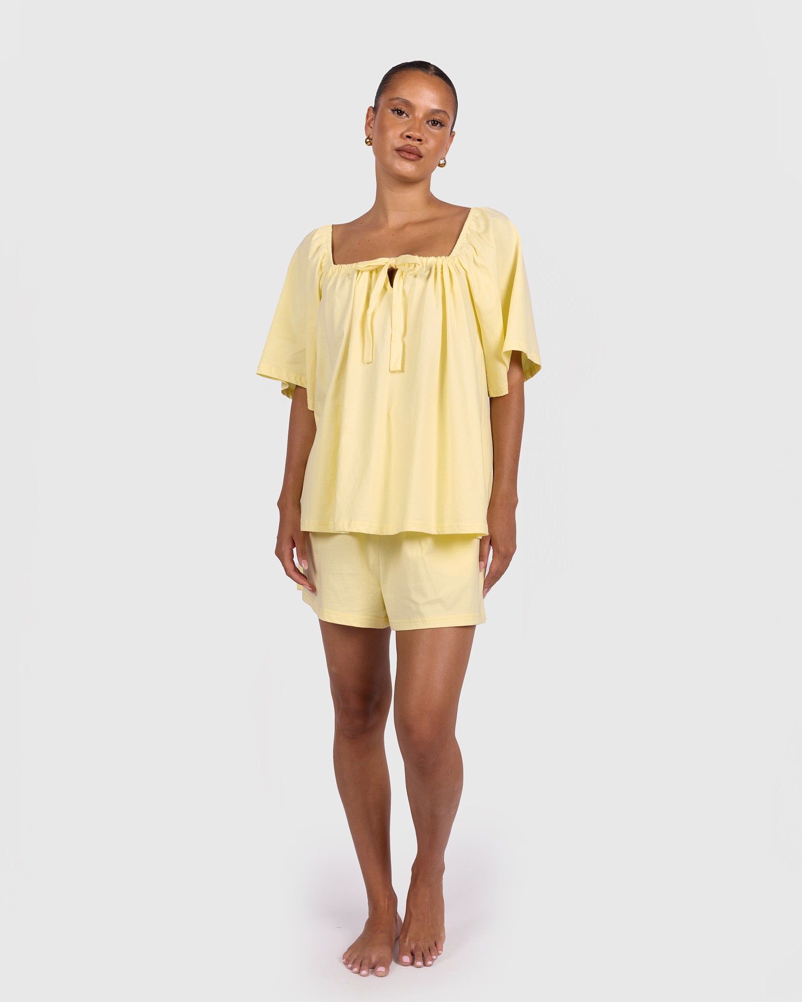 Ocean PJ Top in Lemon - Pregnancy & Postpartum Friendly - The Lullaby Club