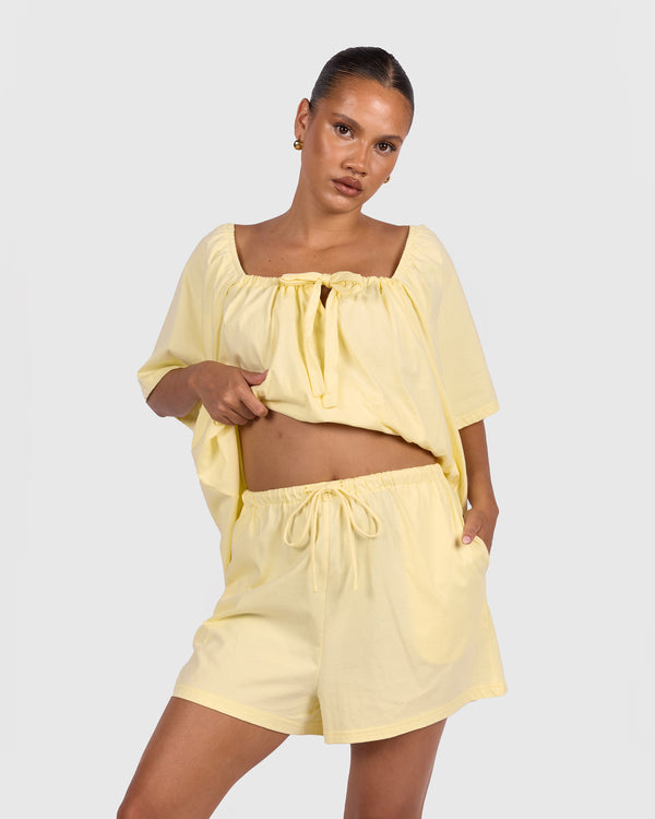 Ocean PJ Shorts in Lemon - Size Inclusive AU 6-26 - The Lullaby Club