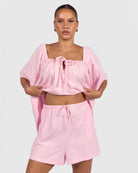 Ocean Shorts in Rosette - Adjustable Elastic Waist - The Lullaby Club