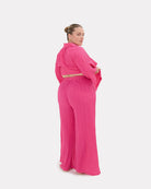 Posey Pants in Flamingo Crepe - Wide Leg Fit - The Lullaby Club