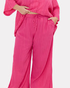 Posey Pants in Flamingo Crepe - Adjustable Elastic Waistband - The Lullaby Club