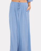 Posey Pants in Sky Crepe - Adjustable Elastic Waistband - The Lullaby Club