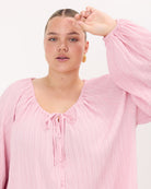 Renee Top in Pink Crepe | Breastfeeding Access | The Lullaby Club