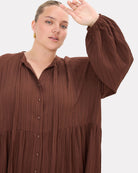 Ruby Maxi in Brown Crepe - Button Down Front - The Lullaby Club