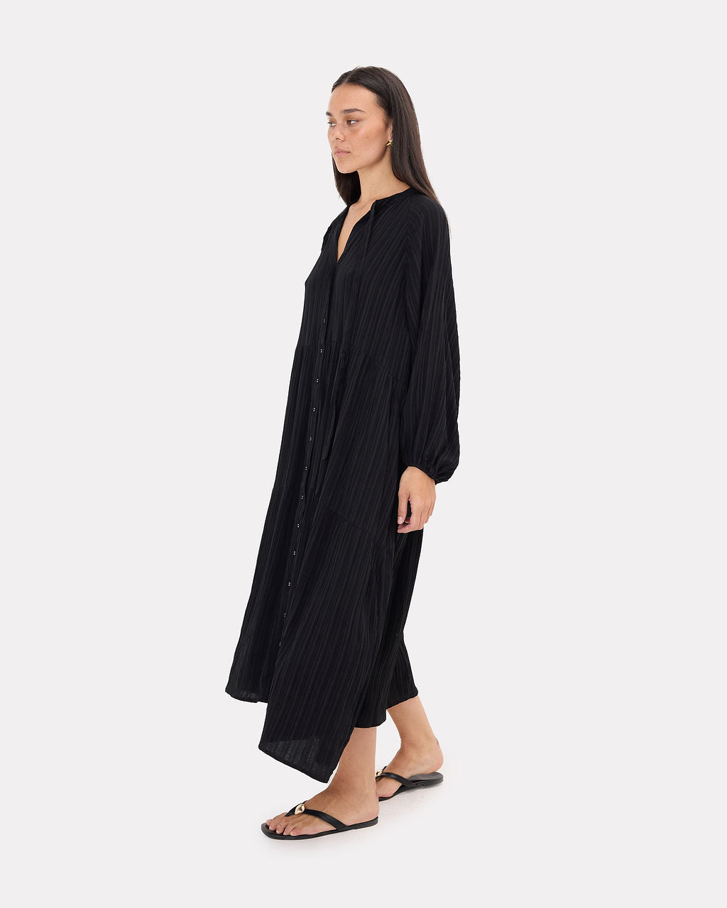 Maxi Ruby Smock Dress Black Crepe | TLC x Chekoh Collaboration
