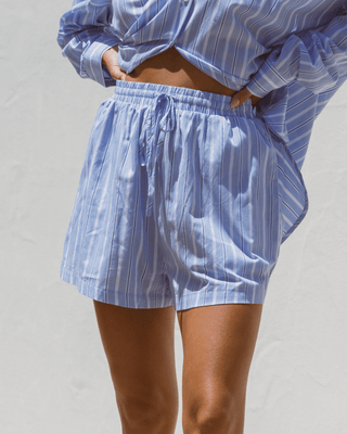 Sage Shorts | Blue Stripe