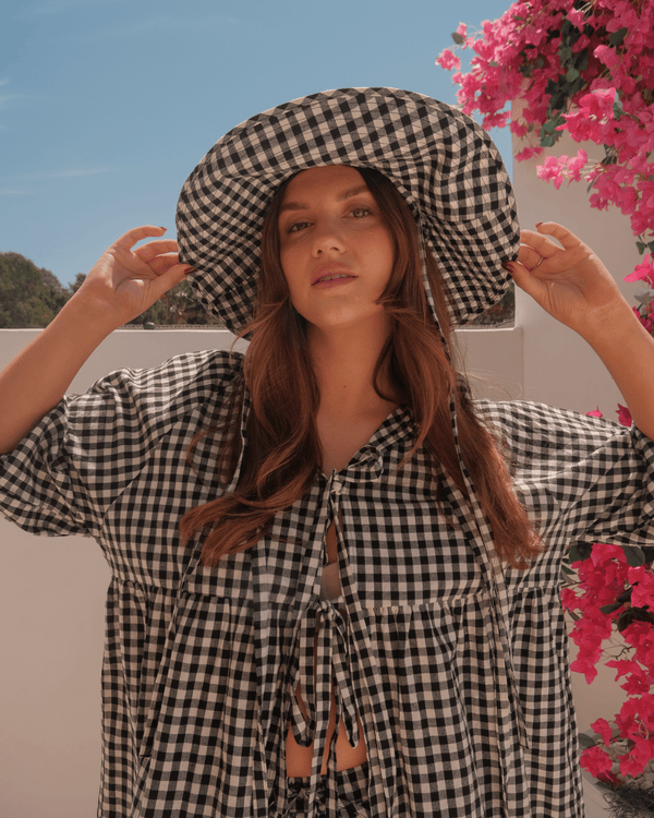 FINAL SALE | The Lullaby Sun Hat | Black Gingham