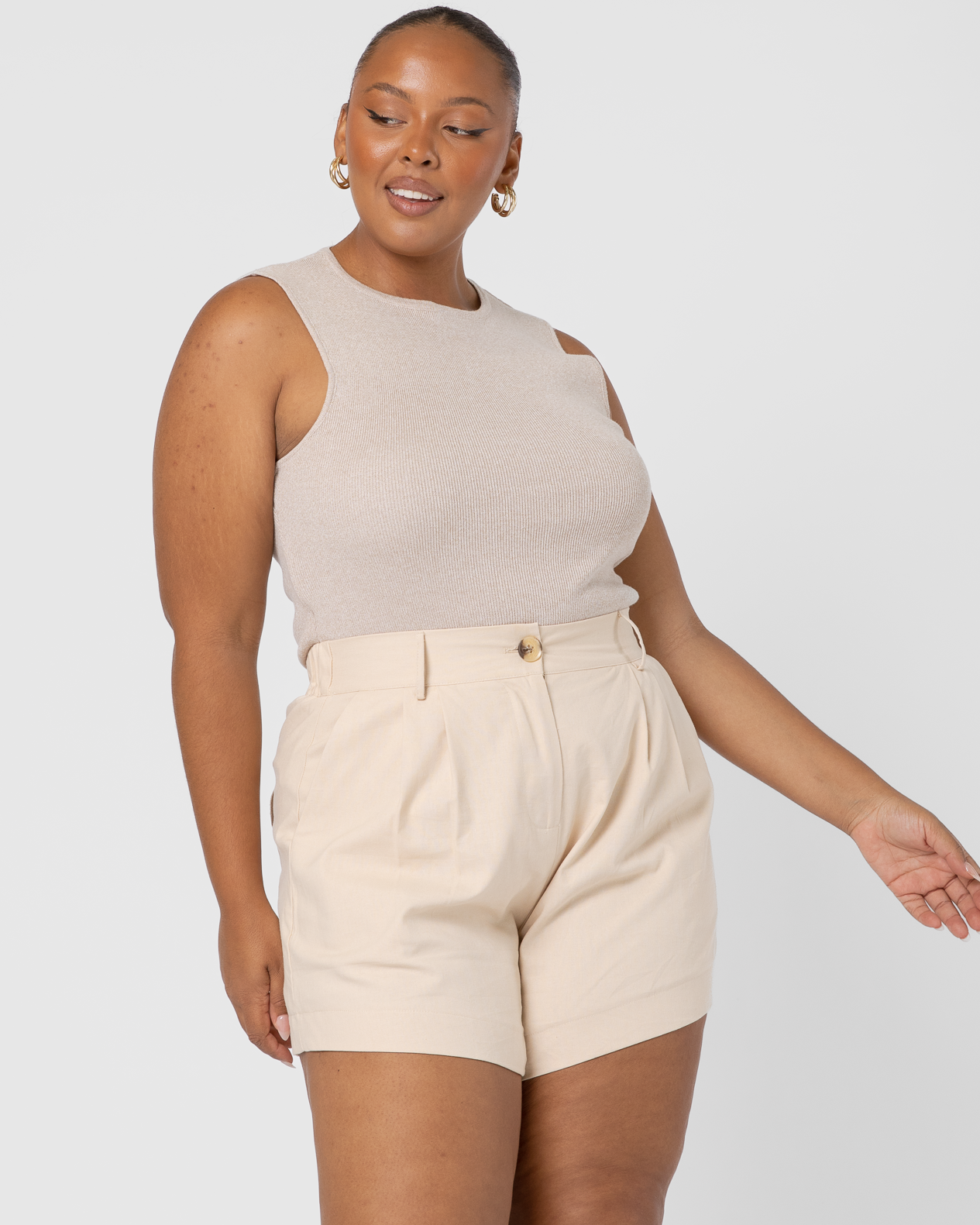 Maple Tailored Shorts Beige The Lullaby Club