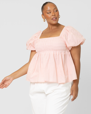 WAREHOUSE SALE | Amber Baby Doll Top | Sherbet Pink