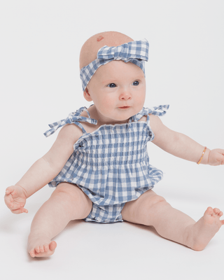 Charli Romper | Blue Gingham