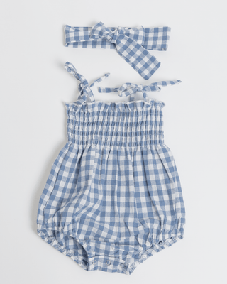 Charli Romper | Blue Gingham