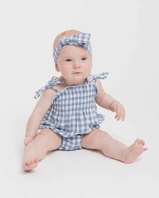 Charli Romper | Blue Gingham